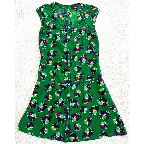 GREYLIN Silk Dress Floral Button Front Lined - Picture 1 of 16